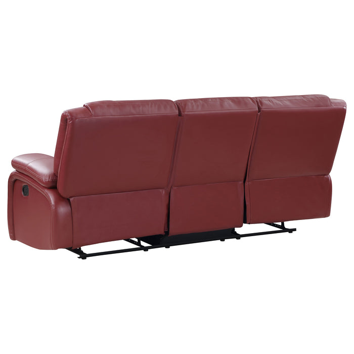 Coaster Camila 2-piece Upholstered Reclining Sofa Set Red Faux Leather Sofa+Loveseat+Armchair