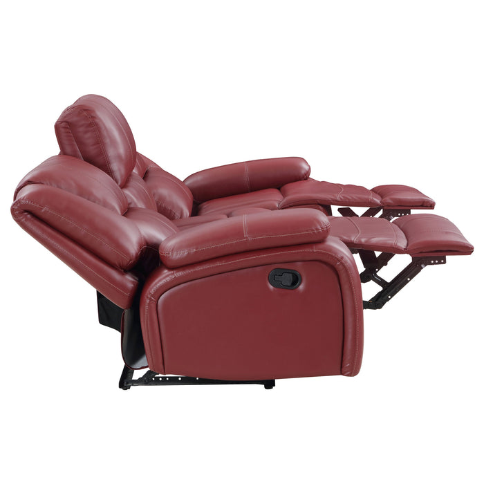 Coaster Camila 2-piece Upholstered Reclining Sofa Set Red Faux Leather Sofa+Loveseat+Armchair