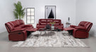 Coaster Camila 2-piece Upholstered Reclining Sofa Set Red Faux Leather Sofa+Loveseat+Armchair