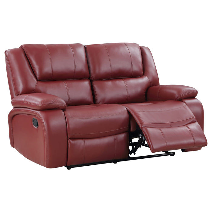 Coaster Camila 2-piece Upholstered Reclining Sofa Set Red Faux Leather Sofa+Loveseat+Armchair