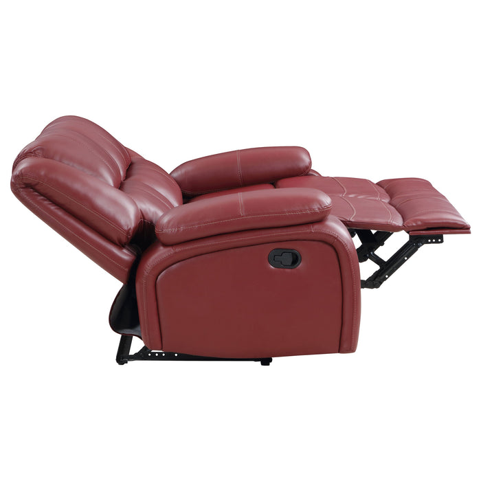 Coaster Camila 2-piece Upholstered Reclining Sofa Set Red Faux Leather Sofa+Loveseat+Armchair