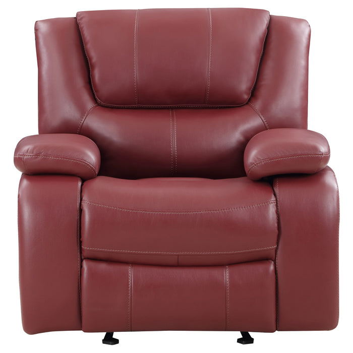 Coaster Camila 2-piece Upholstered Reclining Sofa Set Red Faux Leather Sofa+Loveseat+Armchair