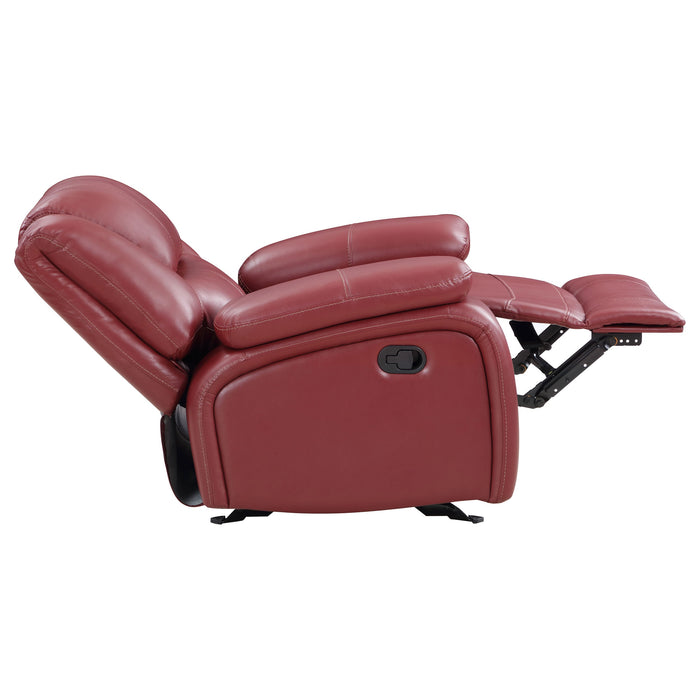 Coaster Camila 2-piece Upholstered Reclining Sofa Set Red Faux Leather Sofa+Loveseat+Armchair