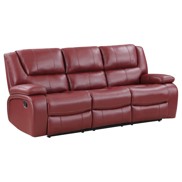 Coaster Camila Upholstered Motion Reclining Sofa Red Faux Leather Default Title