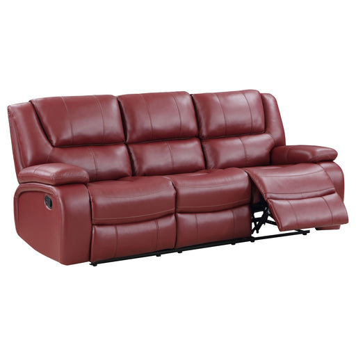 Coaster Camila Upholstered Motion Reclining Sofa Red Faux Leather Default Title