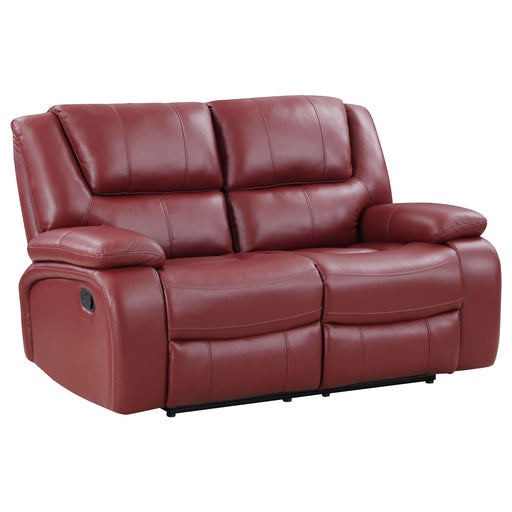 Coaster Camila Upholstered Motion Reclining Loveseat Red Faux Leather Default Title