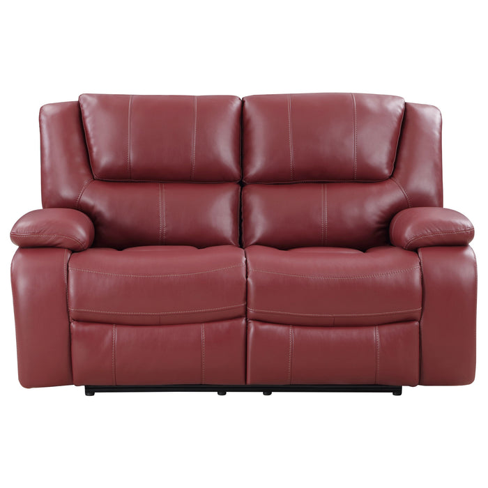 Coaster Camila Upholstered Motion Reclining Loveseat Red Faux Leather Default Title