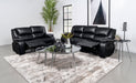 Coaster Camila 2-piece Upholstered Motion Reclining Sofa Set Black Sofa+Loveseat+Armchair