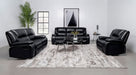 Coaster Camila 2-piece Upholstered Motion Reclining Sofa Set Black Sofa+Loveseat+Armchair