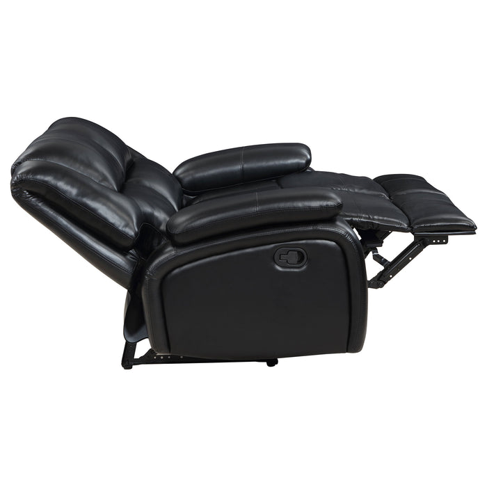 Coaster Camila Upholstered Motion Reclining Loveseat Black Default Title