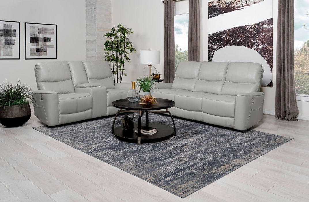 Coaster Greenfield 2-piece Upholstered Power Reclining Sofa Set Ivory Sofa+Loveseat