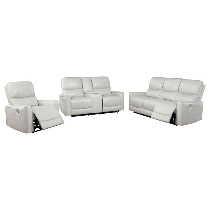 Coaster Greenfield 2-piece Upholstered Power Reclining Sofa Set Ivory Sofa+Loveseat+Armchair