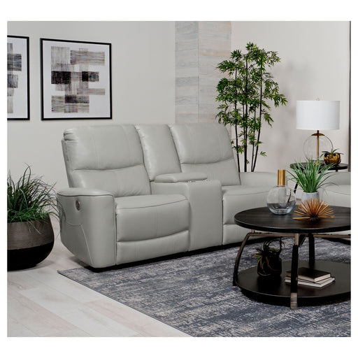 Coaster Greenfield Upholstered Power Reclining Loveseat with Console Ivory Default Title