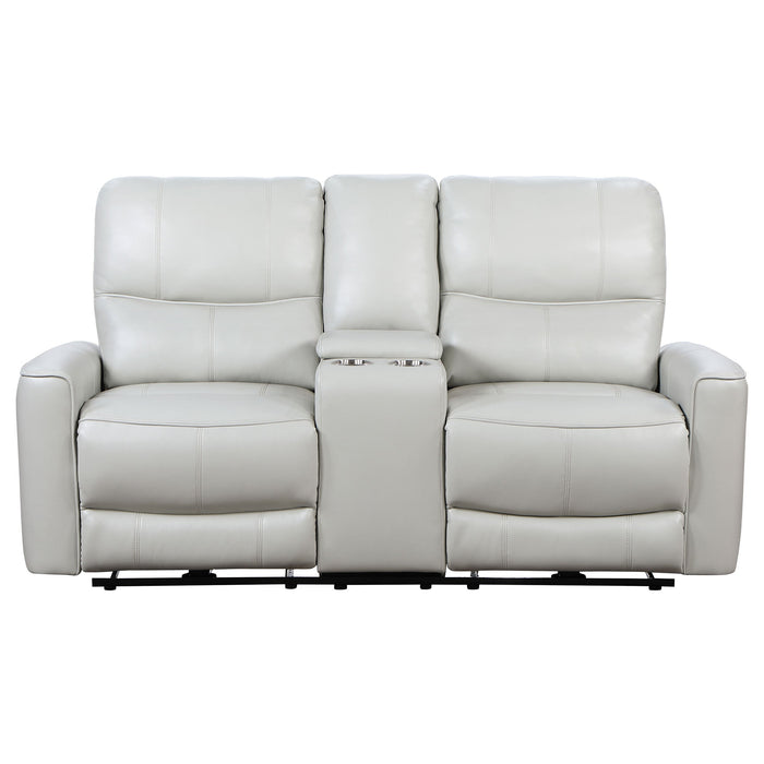 Coaster Greenfield Upholstered Power Reclining Loveseat with Console Ivory Default Title