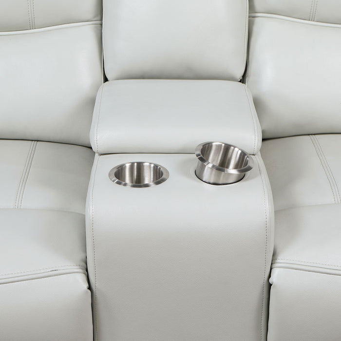 Coaster Greenfield Upholstered Power Reclining Loveseat with Console Ivory Default Title