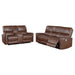 Coaster Greenfield 2-piece Upholstered Power Reclining Sofa Set Saddle Brown Sofa+Loveseat+Armchair