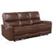 Coaster Greenfield 2-piece Upholstered Power Reclining Sofa Set Saddle Brown Sofa+Loveseat+Armchair