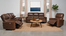 Coaster Greenfield 2-piece Upholstered Power Reclining Sofa Set Saddle Brown Sofa+Loveseat+Armchair