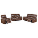 Coaster Greenfield 2-piece Upholstered Power Reclining Sofa Set Saddle Brown Sofa+Loveseat+Armchair