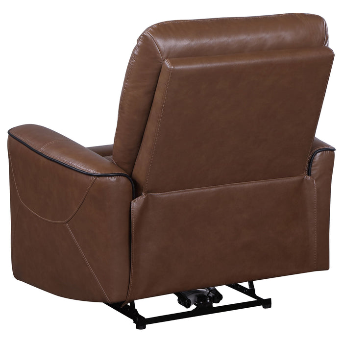 Coaster Greenfield 2-piece Upholstered Power Reclining Sofa Set Saddle Brown Sofa+Loveseat+Armchair