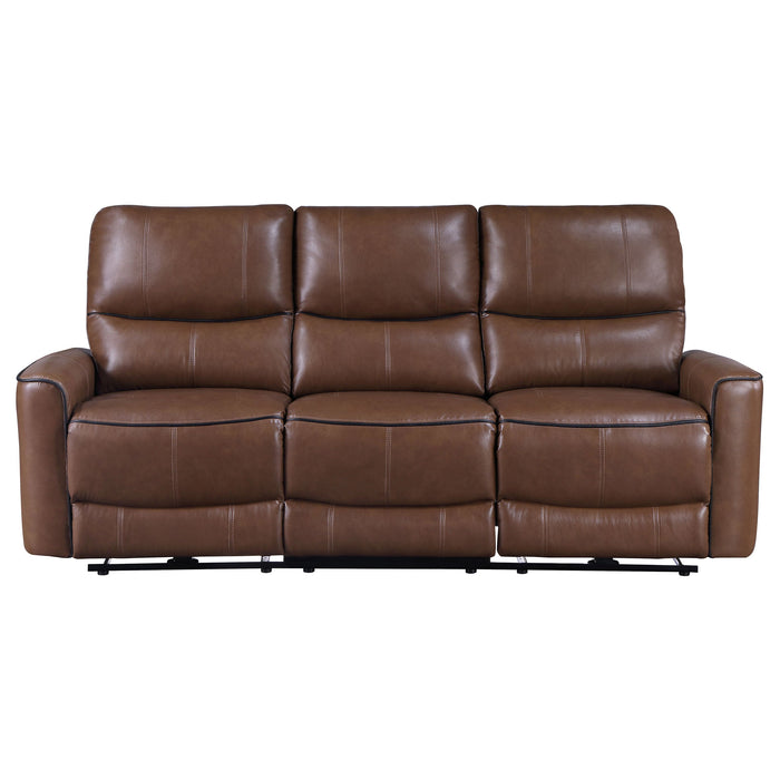 Coaster Greenfield Upholstered Power Reclining Sofa Saddle Brown Default Title