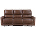 Coaster Greenfield Upholstered Power Reclining Sofa Saddle Brown Default Title