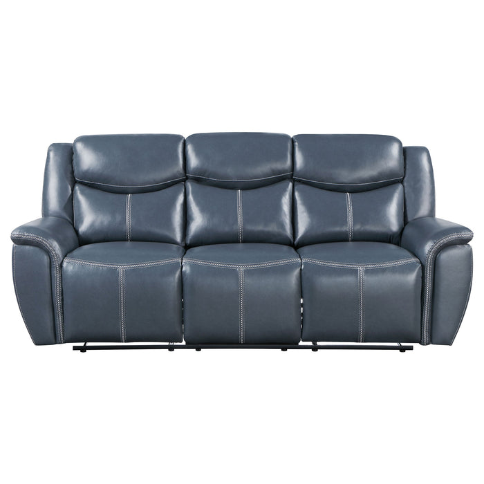 Coaster Sloane 2-piece Upholstered Motion Reclining Sofa Set Blue Sofa+Loveseat+Armchair