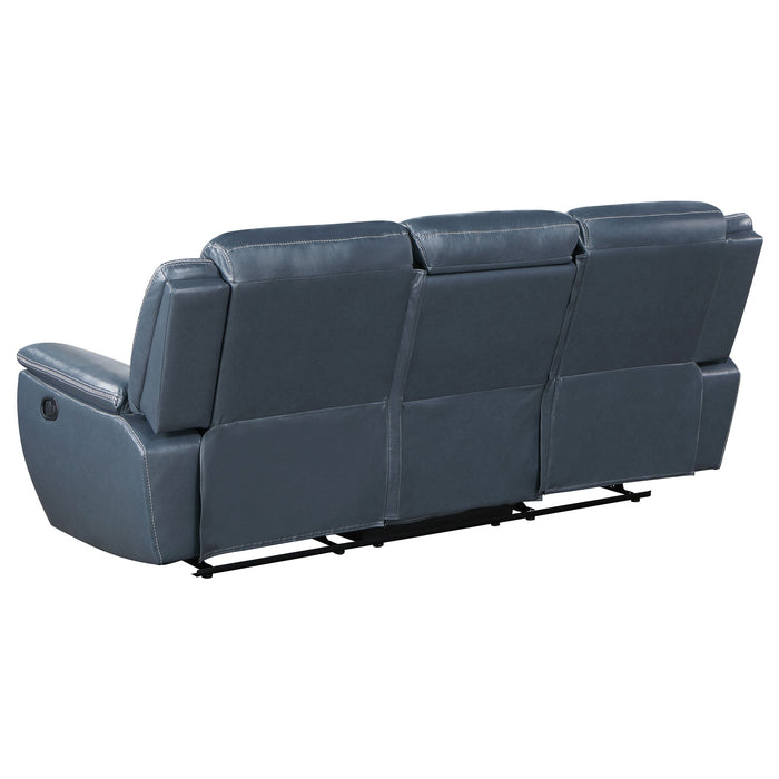 Coaster Sloane 2-piece Upholstered Motion Reclining Sofa Set Blue Sofa+Loveseat+Armchair