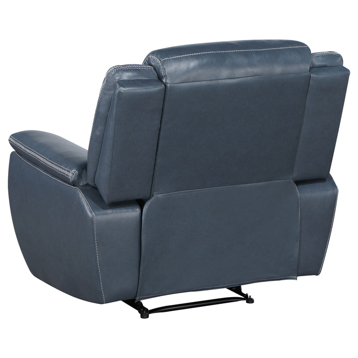 Coaster Sloane 2-piece Upholstered Motion Reclining Sofa Set Blue Sofa+Loveseat+Armchair