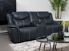 Coaster Sloane Upholstered Motion Reclining Loveseat with Console Blue Default Title