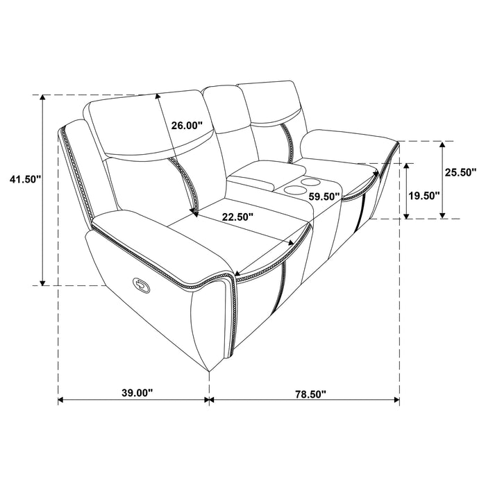 Coaster Sloane Upholstered Motion Reclining Loveseat with Console Blue Default Title