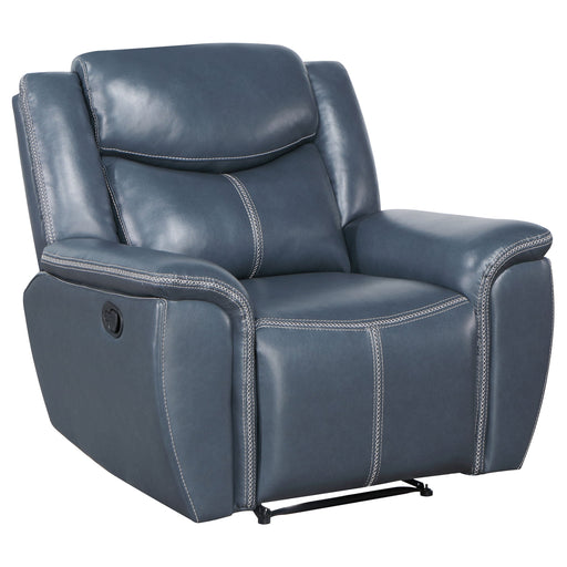 Coaster Sloane Upholstered Motion Recliner Chair Blue Default Title