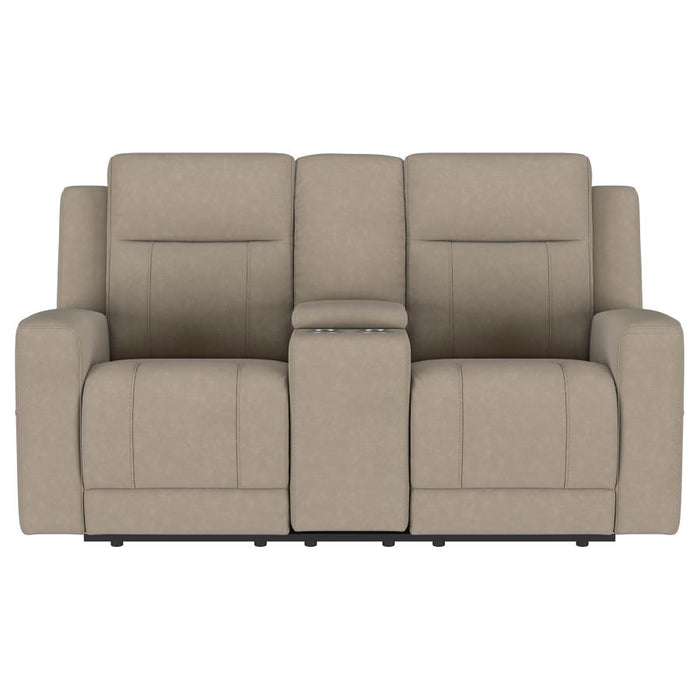 Brentwood Upholstered Motion Reclining Loveseat Taupe