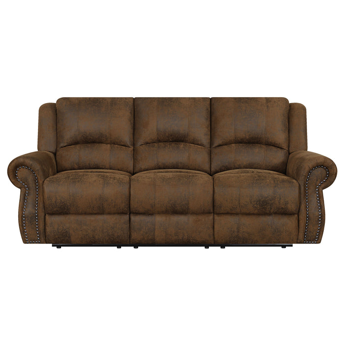 Sir Rawlinson Rolled Arm Motion Sofa with Nailhead Trim Buckskin Brown