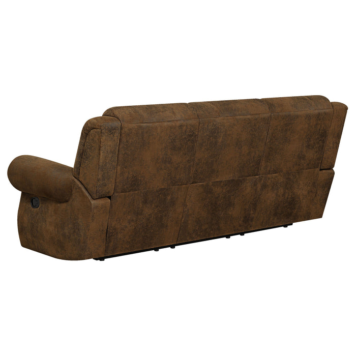 Sir Rawlinson Rolled Arm Motion Sofa with Nailhead Trim Buckskin Brown