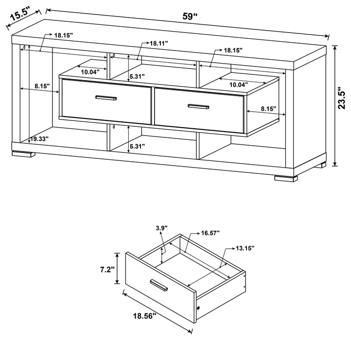 Coaster Darien 2-drawer Rectangular TV Console Cappuccino Default Title