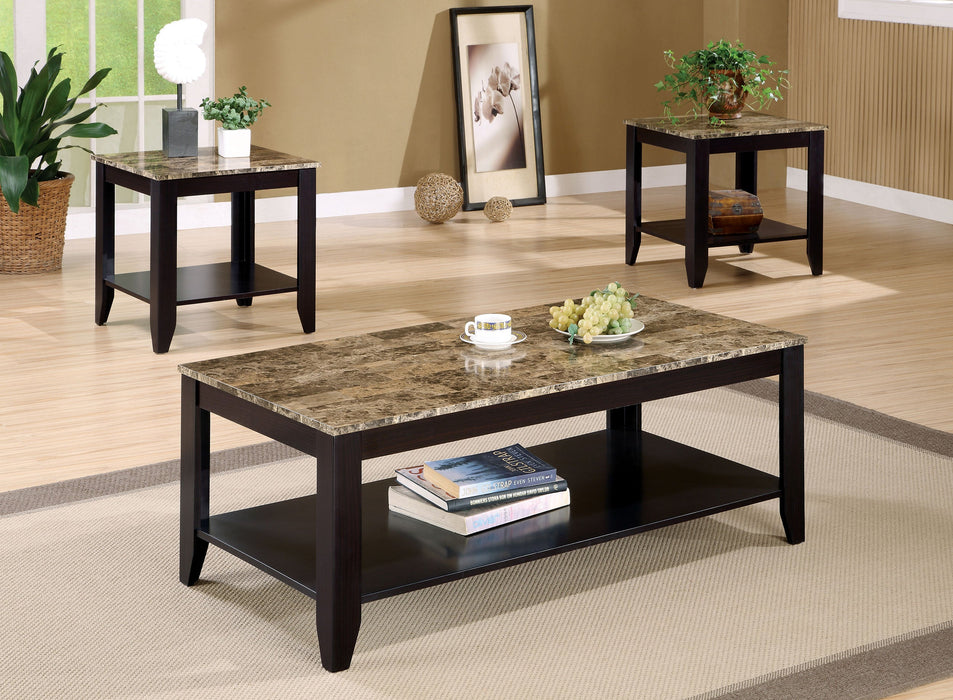 Coaster Flores 3-piece Occasional Table Set with Shelf Cappuccino Default Title