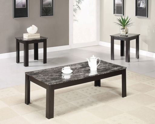 Coaster Rhodes 3-piece Faux-marble Top Occasional Table Set Black Default Title