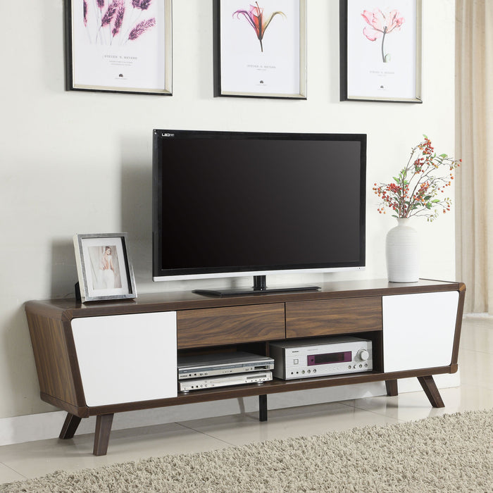 Coaster Alvin 2-drawer TV Console Dark Walnut and Glossy White Default Title