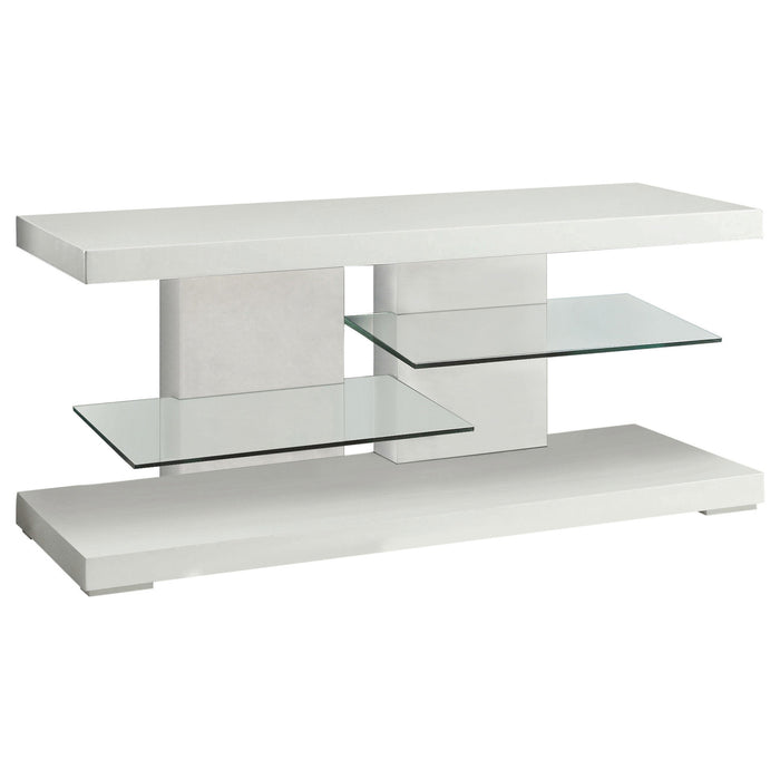 Coaster Cogswell 2-shelf TV Console Glossy White Default Title