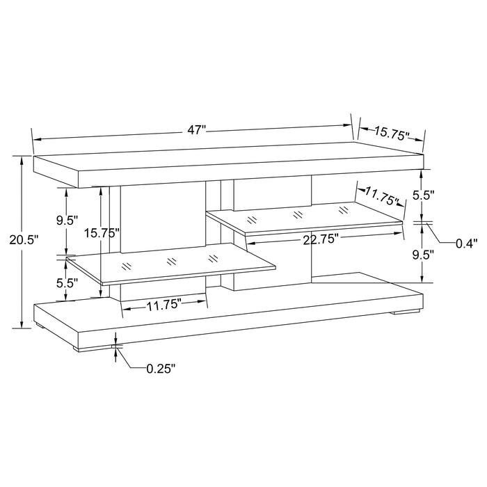 Coaster Cogswell 2-shelf TV Console Glossy White Default Title