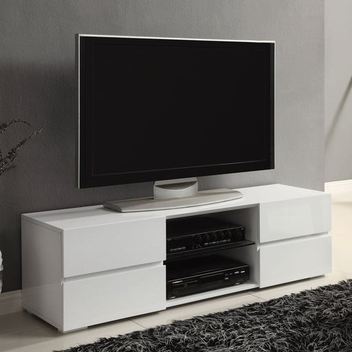 Coaster Galvin 4-drawer TV Console Glossy White Default Title