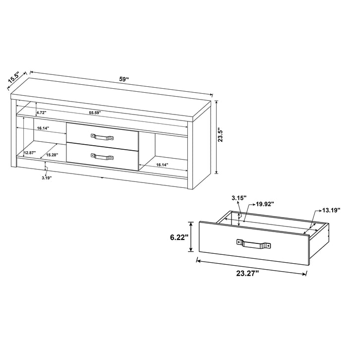 Coaster Burke 2-drawer TV Console Grey Driftwood