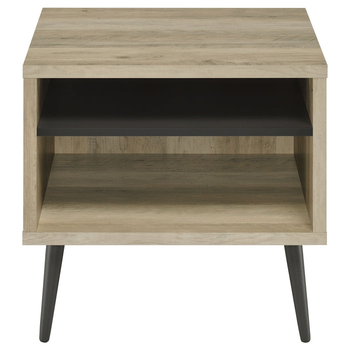 Coaster Welsh Square Engineered Wood End Table With Shelf Antique Pine and Grey Default Title