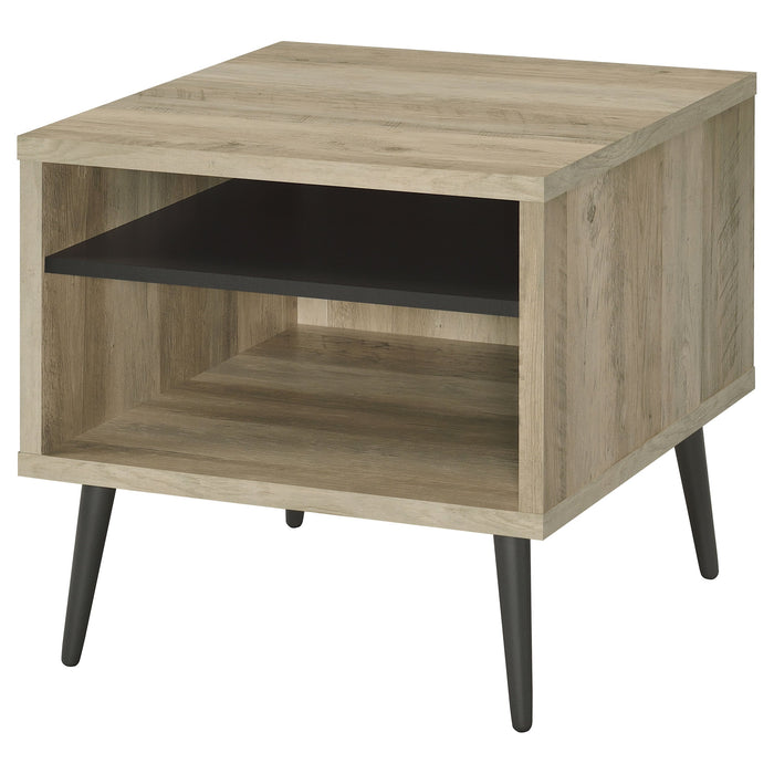 Coaster Welsh Square Engineered Wood End Table With Shelf Antique Pine and Grey Default Title