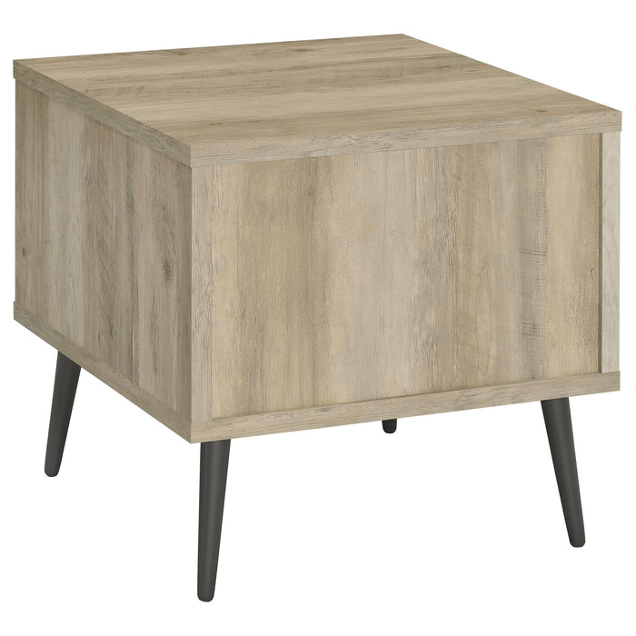 Coaster Welsh Square Engineered Wood End Table With Shelf Antique Pine and Grey Default Title