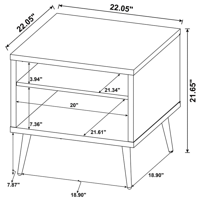 Coaster Welsh Square Engineered Wood End Table With Shelf Antique Pine and Grey Default Title