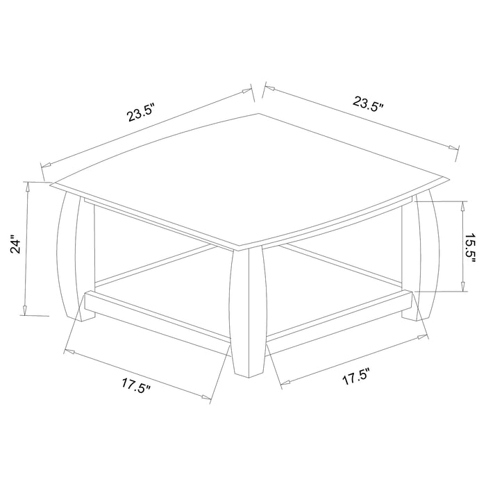 Coaster Dixon Square End Table with Bottom Shelf Espresso Default Title