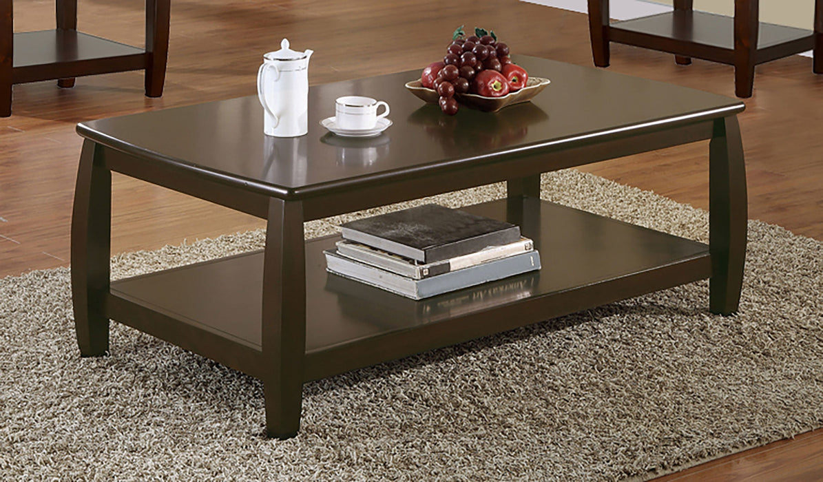 Coaster Dixon Rectangular Coffee Table with Lower Shelf Espresso Default Title