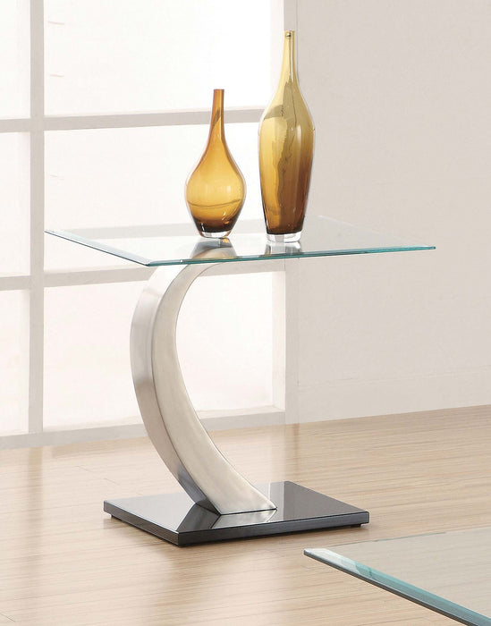 Coaster Pruitt Glass Top End Table Clear and Satin Default Title